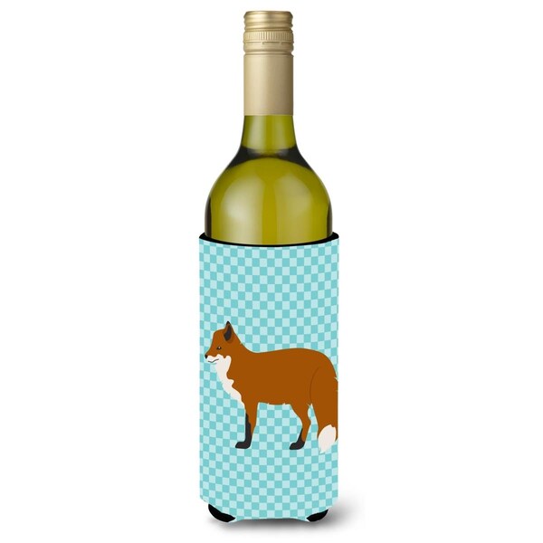 Carolines Treasures Red Fox Blue Check Wine Bottle Beverge Insulator Hugger - BB8050LITERK