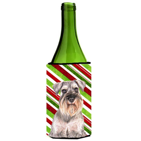Carolines Treasures Candy Cane Holiday Christmas Schnauzer Wine bottle sleeve Hugger - KJ1172LITERK