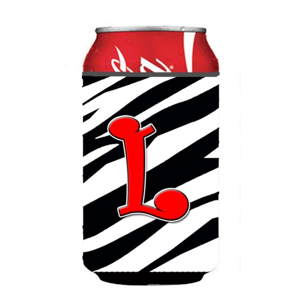 Carolines Treasures Letter L Initial Monogram - Zebra Red Can Or Bottle  Hugger - CJ1024-LCC