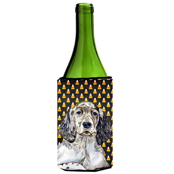 Carolines Treasures English Setter Candy Corn Halloween Portrait Wine bottle sleeve Hugger - 24 oz. - LH9063LITERK