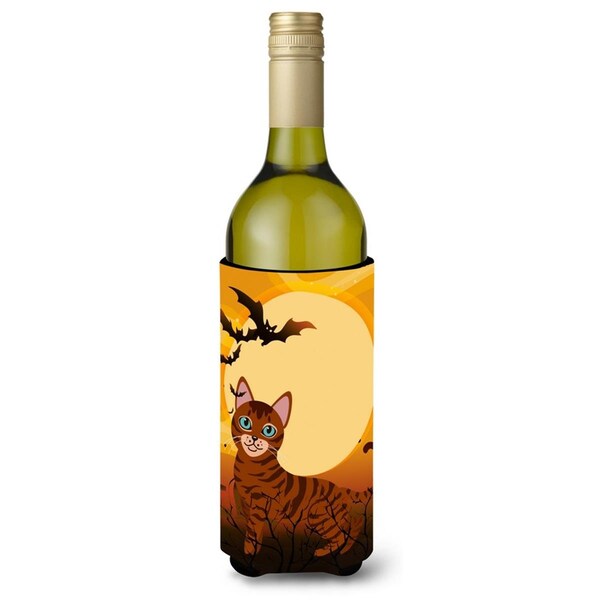 Carolines Treasures Halloween Toyger Cat Wine Bottle Beverge Insulator Hugger - BB4459LITERK