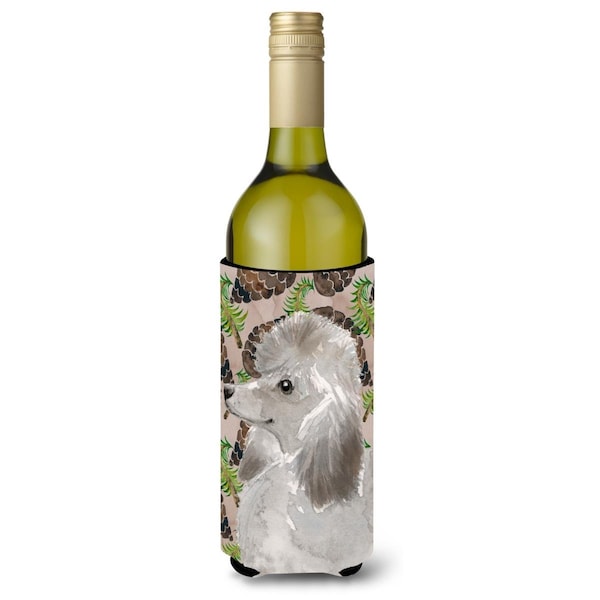 Carolines Treasures Grey Standard Poodle Pine Cones Wine Bottle Beverge Insulator Hugger - BB9595LITERK