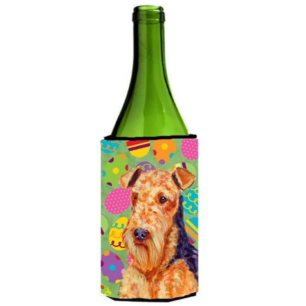 Carolines Treasures Airedale Easter Eggtravaganza Wine Bottle  Hugger - 24 oz. - LH9426LITERK