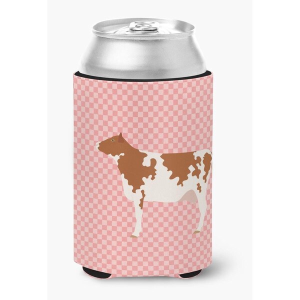 Carolines Treasures Ayrshire Cow Pink Check Can or Bottle Hugger - BB7827CC