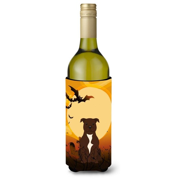 Carolines Treasures Halloween Staffordshire Bull Terrier Chocolate Wine Bottle Beverge Insulator Hugger - BB4314LITERK
