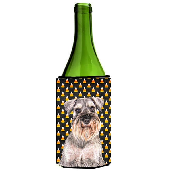 Carolines Treasures Candy Corn Halloween Schnauzer Wine bottle sleeve Hugger - KJ1214LITERK