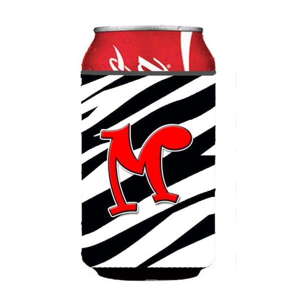 Carolines Treasures Letter M Initial Monogram - Zebra Red Can Or Bottle  Hugger - CJ1024-MCC