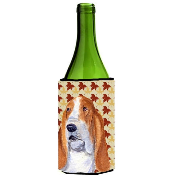 Carolines Treasures Bulldog English Fall Leaves Portrait Wine Bottle   Hugger - 24 oz. - SS4328LITERK