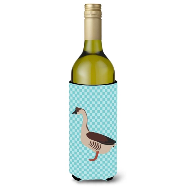 Carolines Treasures Chinese Goose Blue Check Wine Bottle Beverge Insulator Hugger - BB8070LITERK