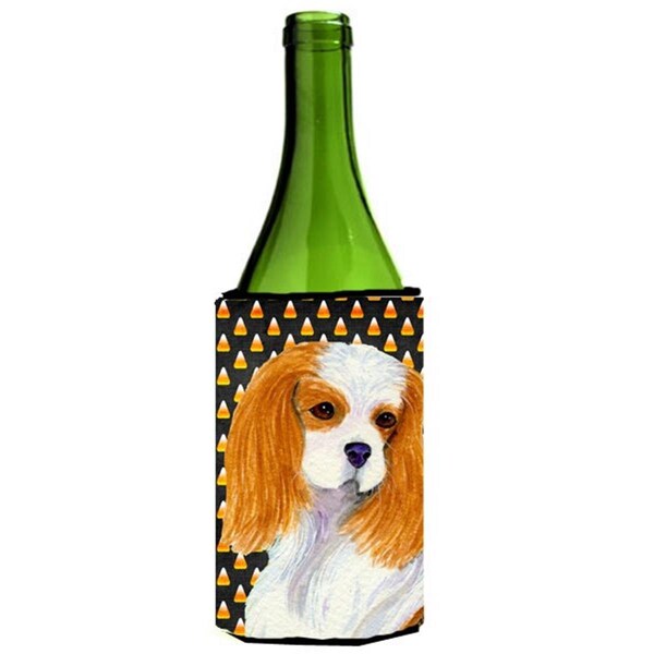 Carolines Treasures Cavalier Spaniel Candy Corn Halloween Portrait Wine Bottle  Hugger - SS4320LITERK