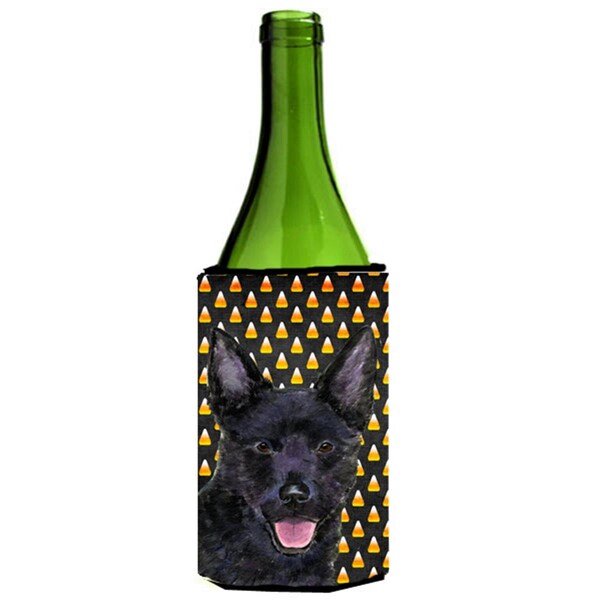 Carolines Treasures Australian Kelpie Candy Corn Halloween Portrait Wine bottle sleeve Hugger - 24 Oz. - SS4291LITERK