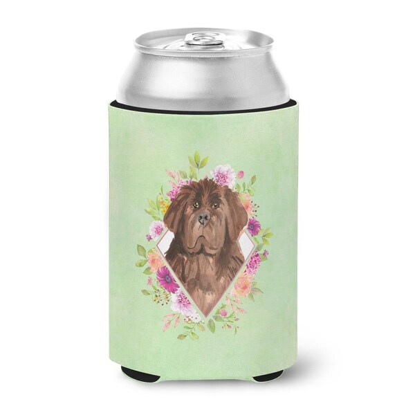 Carolines Treasures Newfoundland Green Flowers Can or Bottle Hugger - CK4381CC