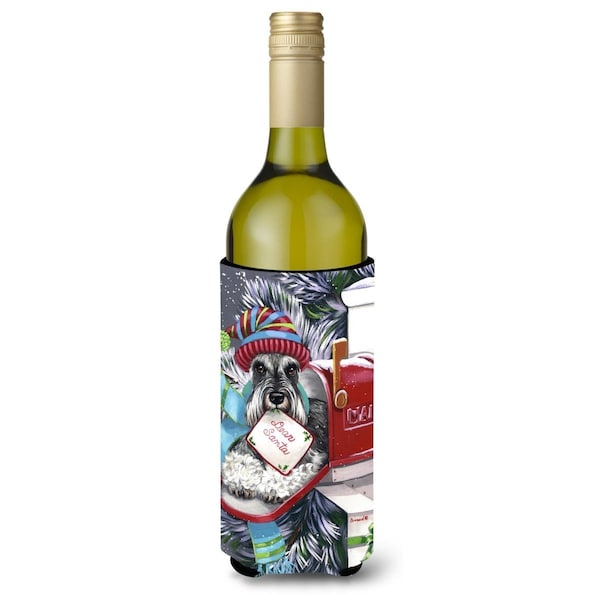 Carolines Treasures 24 oz Schnauzer Christmas Letter to Santa Wine Bottle Hugger - PPP3162LITERK