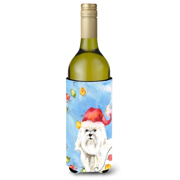 Carolines Treasures Christmas Lights Maltese Wine Bottle Beverage Insulator Hugger - CK2486LITERK