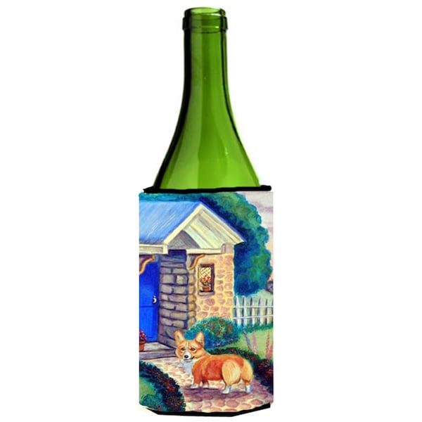 Carolines Treasures Corgi At The Cottage Wine bottle sleeve Hugger - 24 oz. - 7169LITERK