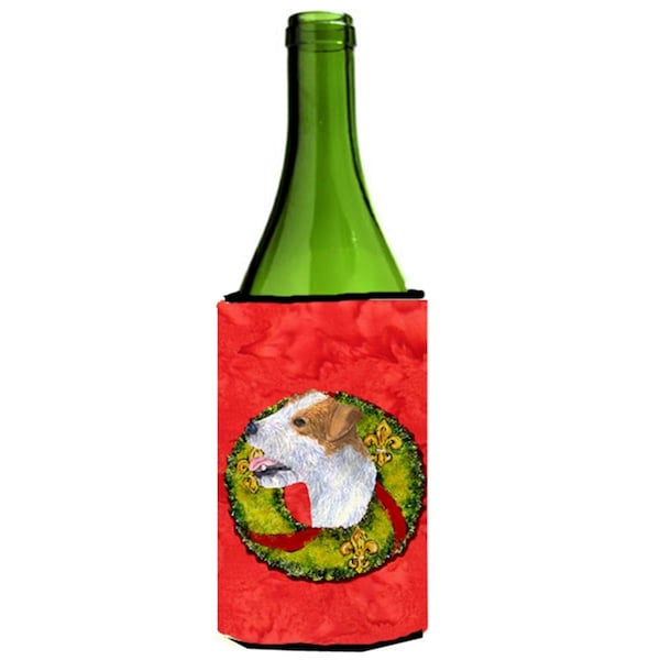 Carolines Treasures Jack Russell Terrier Cristmas Wreath Wine bottle sleeve Hugger - SS4191LITERK