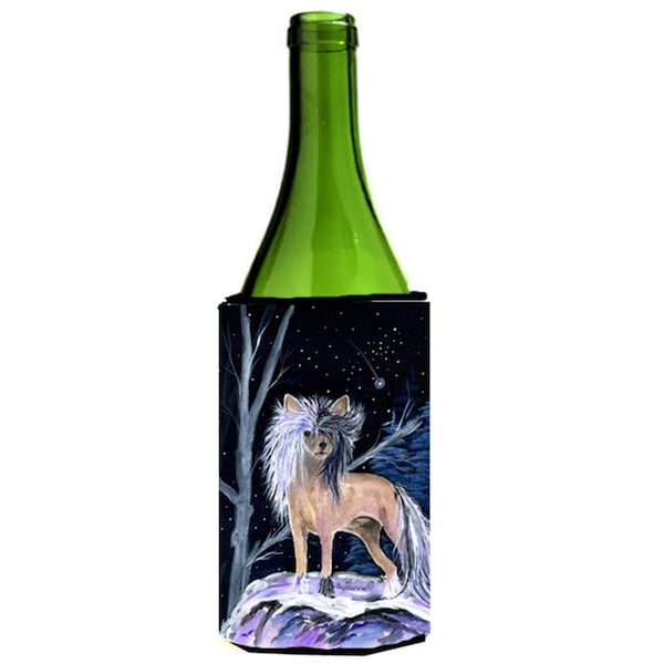 Carolines Treasures Starry Night Chinese Crested Wine bottle sleeve Hugger - SS8390LITERK
