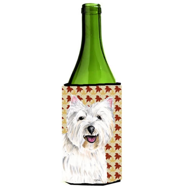 Carolines Treasures Westie Fall Leaves Portrait Wine Bottle   Hugger - 24 oz. - SC9210LITERK