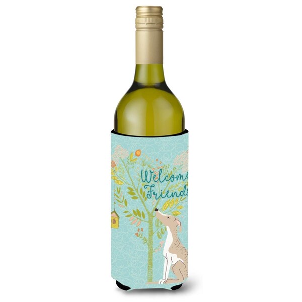 Carolines Treasures Welcome Friends Whippet Wine Bottle Beverge Insulator Hugger - BB7626LITERK