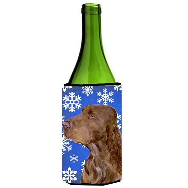 Carolines Treasures Field Spaniel Winter Snowflakes Holiday Wine bottle sleeve Hugger - 24 oz. - SS4663LITERK
