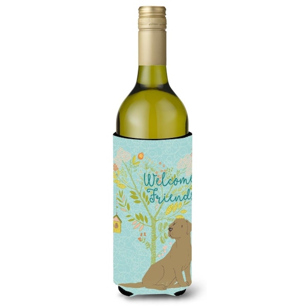 Carolines Treasures Welcome Friends Chocolate Labrador Retriever Wine Bottle Beverge Insulator Hugger - BB7597LITERK