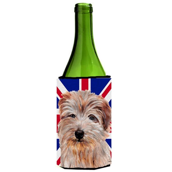 Carolines Treasures Norfolk Terrier With English Union Jack British Flag Wine bottle sleeve Hugger - 24 Oz. - SC9875LITERK