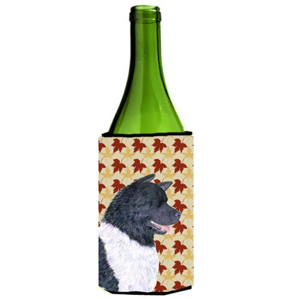 Carolines Treasures Akita Fall Leaves Portrait Wine Bottle   Hugger - 24 oz. - SS4335LITERK