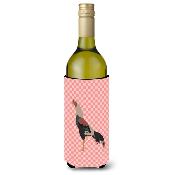 Carolines Treasures Kulang Chicken Pink Check Wine Bottle Beverge Insulator Hugger - BB7838LITERK