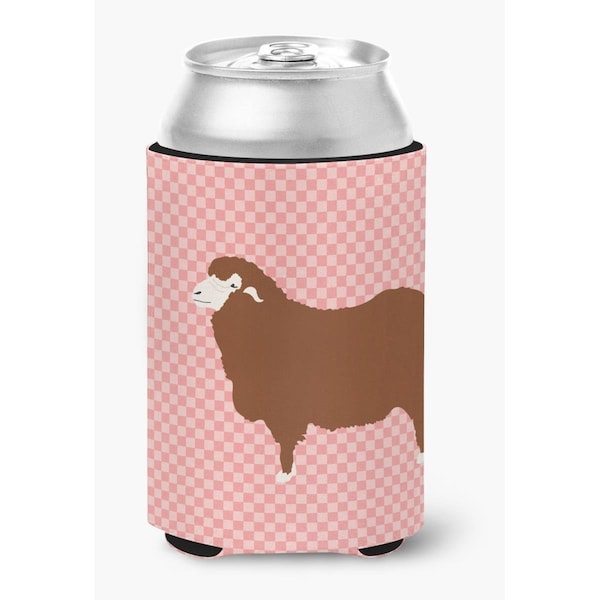 Carolines Treasures Merino Sheep Pink Check Can or Bottle Hugger - BB7981CC