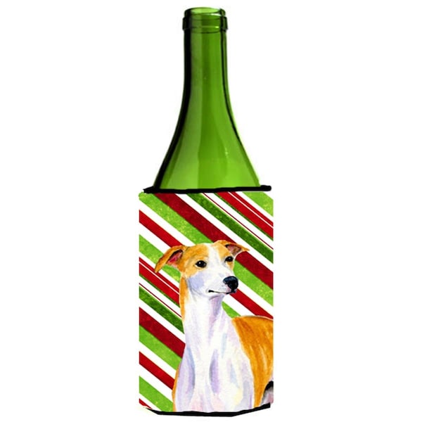Carolines Treasures Whippet Candy Cane Holiday Christmas Wine bottle sleeve Hugger - 24 oz. - LH9238LITERK