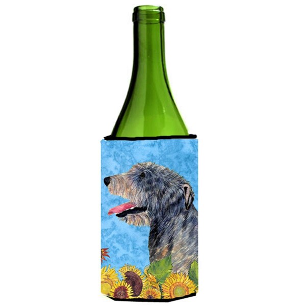 Carolines Treasures Irish Wolfhound In Summer Flowers Wine bottle sleeve Hugger - 24 oz. - SS4139LITERK