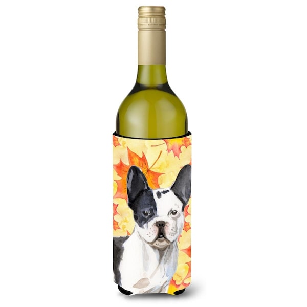 Carolines Treasures Black White French Bulldog Fall Wine Bottle Beverge Insulator Hugger - BB9512LITERK