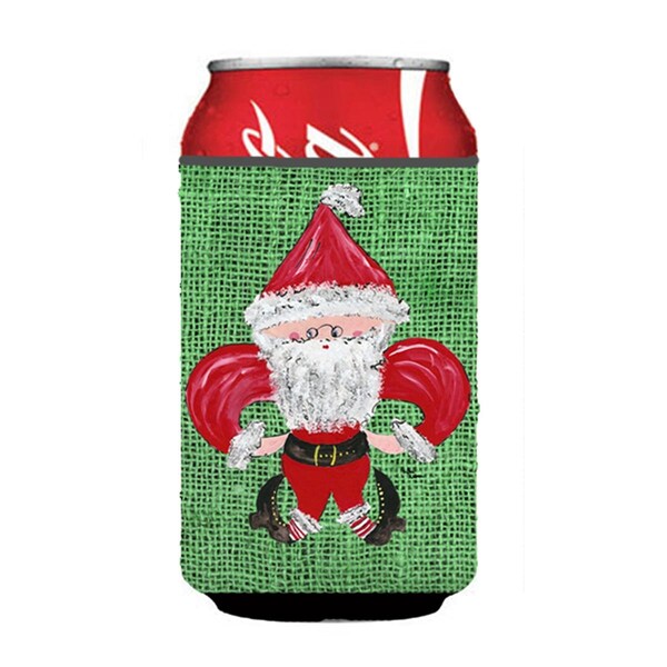 Carolines Treasures Christmas Santa Fleur De Lis Can Or bottle sleeve Hugger - 12 oz. - 8746CC