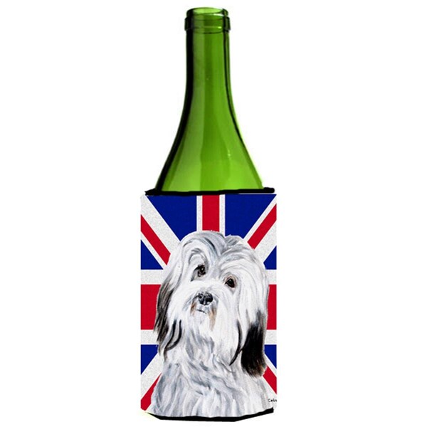 Carolines Treasures Havanese With English Union Jack British Flag Wine bottle sleeve Hugger - 24 Oz. - SC9874LITERK
