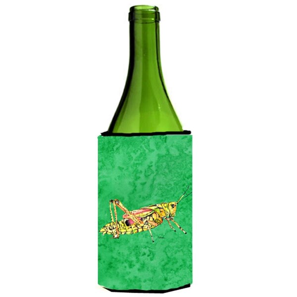 Carolines Treasures Grasshopper On Green Wine bottle sleeve Hugger - 24 oz. - 8849LITERK