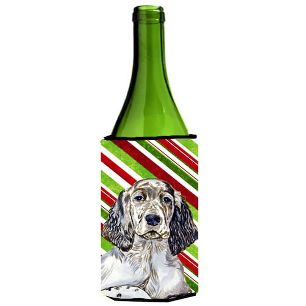 Carolines Treasures English Setter Candy Cane Holiday Christmas Wine bottle sleeve Hugger - 24 oz. - LH9232LITERK