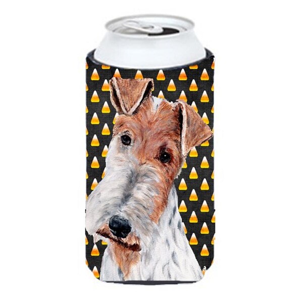 Carolines Treasures Wire Fox Terrier Candy Corn Halloween Tall Boy bottle sleeve Hugger  22 To 24 Oz. - SC9652TBC