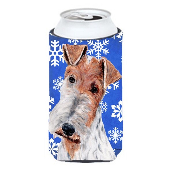 Carolines Treasures Wire Fox Terrier Winter Snowflakes Tall Boy bottle sleeve Hugger - 22 To 24 Oz. - SC9772TBC