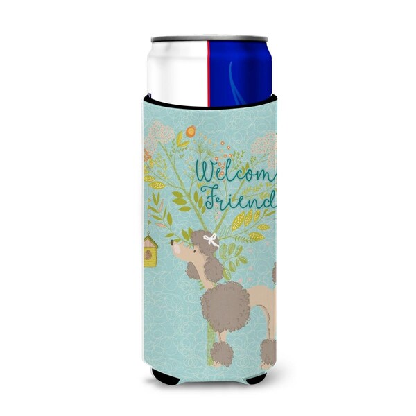 Carolines Treasures Welcome Friends Chocolate Poodle Michelob Ultra Hugger for Slim Cans - BB7612MUK