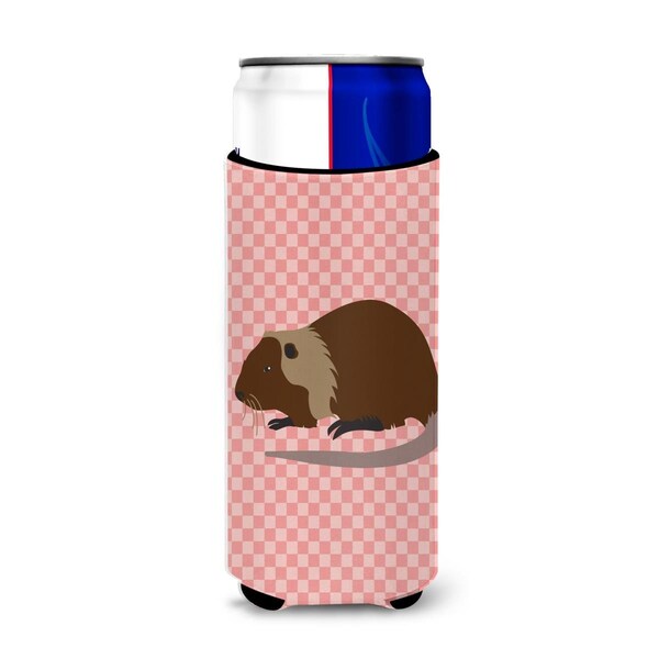 Carolines Treasures Coypu Nutria River Rat Pink Check Michelob Ultra Hugger for Slim Cans - BB7879MUK