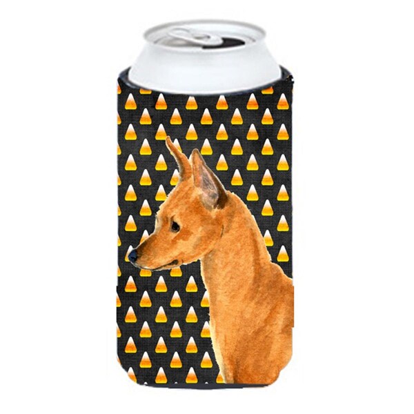Carolines Treasures Min Pin Candy Corn Halloween Portrait Tall Boy bottle sleeve Hugger - 22 To 24 Oz. - SS4259TBC