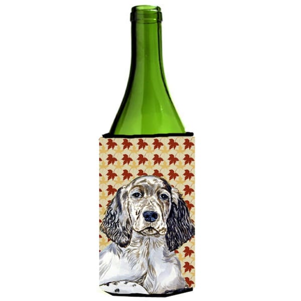 Carolines Treasures English Setter Fall Leaves Portrait Wine Bottle   Hugger - LH9097LITERK