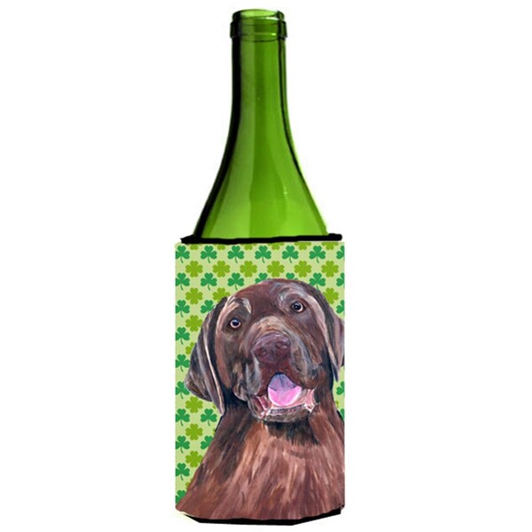 Carolines Treasures Labrador Chocolate St. Patricks Day Shamrock Wine bottle sleeve Hugger - 24 oz. - SC9304LITERK