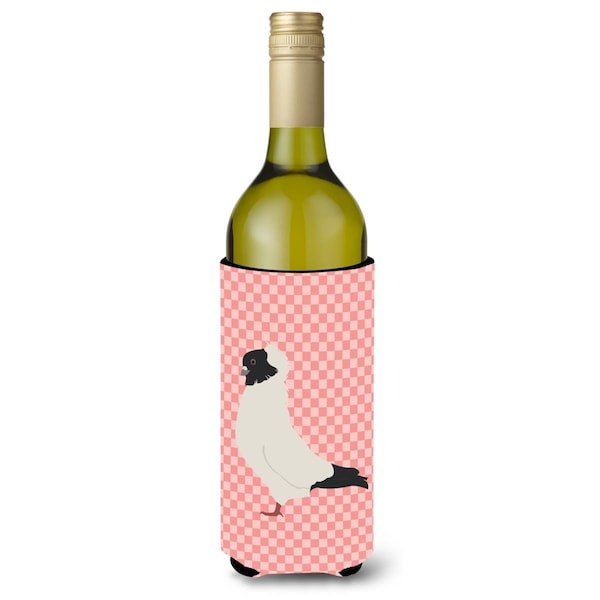 Carolines Treasures Nun Pigeon Pink Check Wine Bottle Beverge Insulator Hugger - BB7952LITERK