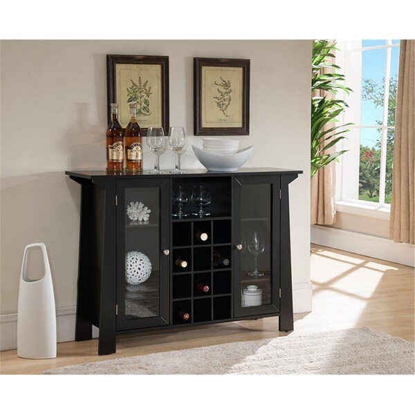 D2D Technologies 30 x 42 x 12 in. Wood Storage Wine Cabinet - Black - D22589263