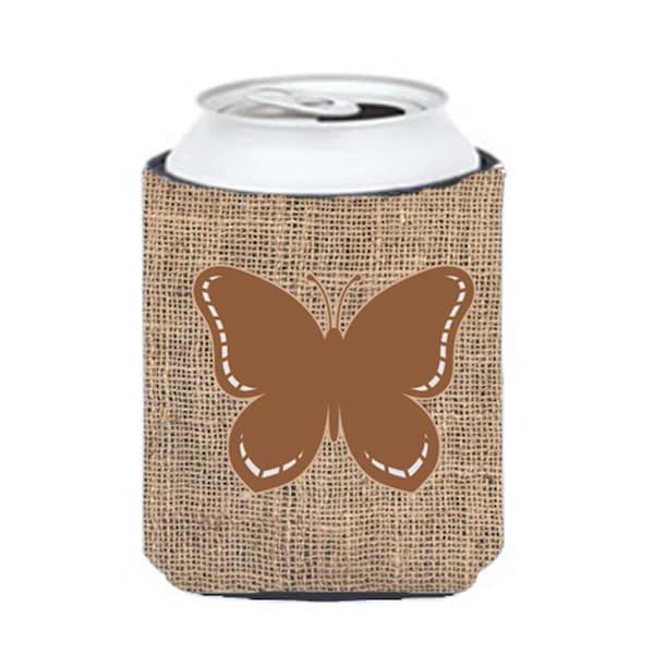 Carolines Treasures Butterfly Burlap And Brown Can Or Bottle  Hugger - BB1035-BL-BN-CC