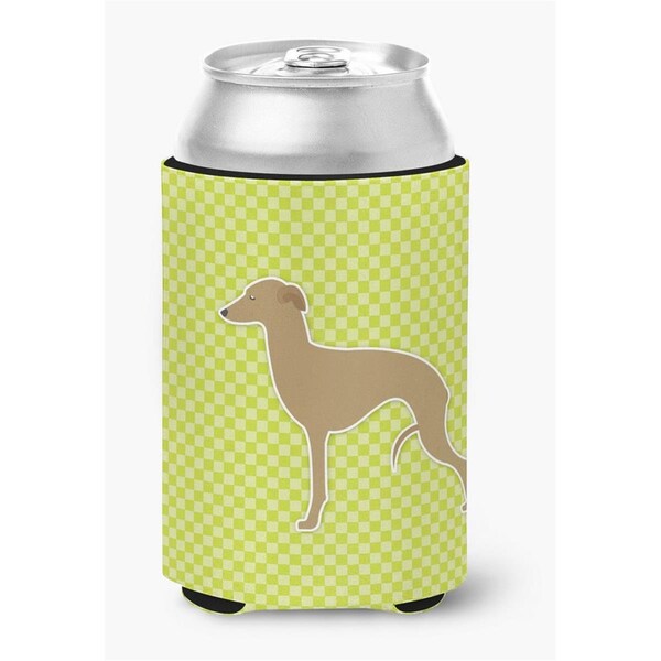 Carolines Treasures Italian Greyhound Checkerboard Green Can or Bottle Hugger - BB3814CC