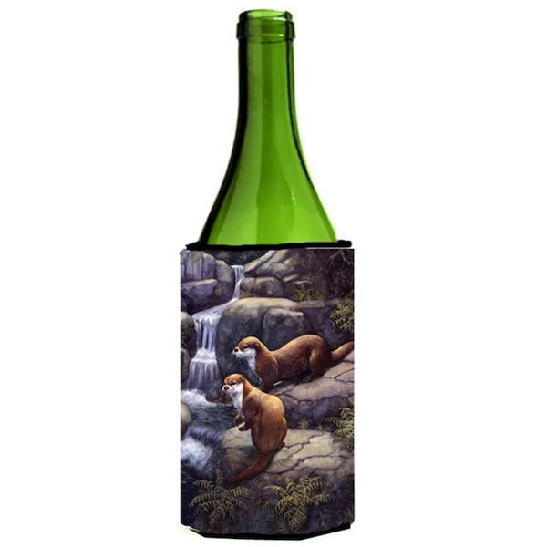 Carolines Treasures Otters by the Waterfall by Daphne Baxter Wine Bottle Can cooler Hugger - BDBA0293LITERK