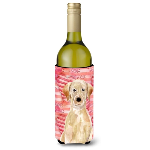 Carolines Treasures Yellow Labrador Love Wine Bottle Beverge Insulator Hugger - BB9471LITERK
