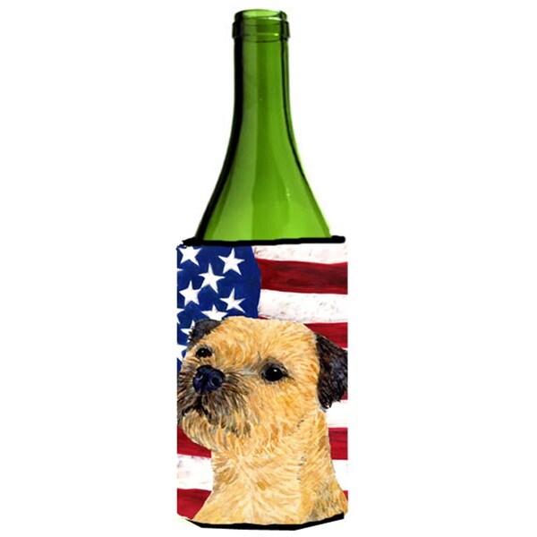 Carolines Treasures Usa American Flag With Border Terrier Wine bottle sleeve Hugger - 24 Oz. - SS4247LITERK